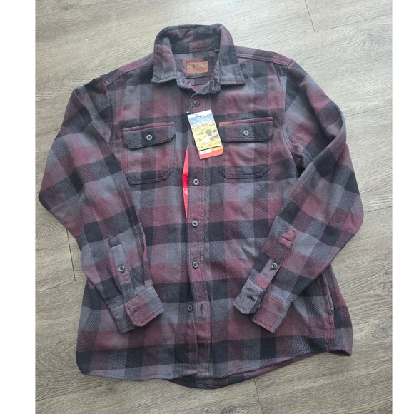 Orvis Other - New Orvis Big Bear Flannel Shirt Mens Size M Burgundy Plaid Heavyweight Brushed